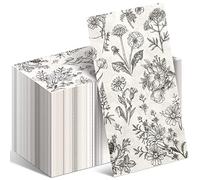 Tatuo Lot de 100 serviettes en papier jetables à motif floral pour invités, serviettes décoratives noires et blanches pour printemps, anniversaire, mariage, thé, déjeuner, dîner, fournitures de fête