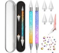 Tatuo Lot de 2 stylos à double extrémité pour nail art, strass, pierres précieuses, cristaux et breloques (couleur dégradé clair)