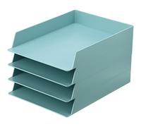 Tatuo Lot de 4 bacs à courrier empilables en Plastique - 32 x 24 x 5 cm - Bleu Vert