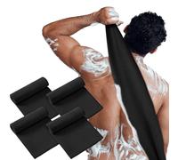 Tatuo Lot de 4 débarbouillettes longues exfoliantes pour le dos - Serviette de bain exfoliante pour le corps - Serviette de bain coréenne - Noir