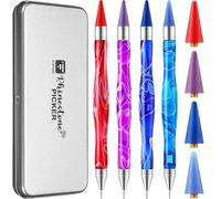 Tatuo Lot de 4 stylos à double extrémité pour strass - Prise en main ergonomique - Pour ongles, pierres précieuses, cristaux, loisirs créatifs (couleur classique)