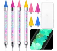 Tatuo Lot de 4 stylos à pointiller pour strass brillants avec 4 pointes supplémentaires à double extrémité pour peinture diamant strass pour strass et strass applicateurs pour manucure, bricolage
