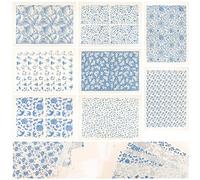 Tatuo Lot de 8 feuilles de papier de transfert en céramique en forme de fleur chinoise traditionnelle pour décalcomanie en porcelaine émaillée pour poterie, art, bricolage, décalcomanie