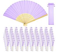 Tatuo Lot de 80 éventails pliants en soie de bambou - Éventails de maquillage chinois - Décoration de cosplay - Pour homme et femme - Violet clair