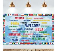 Tatuo Toile de fond de drapeau international de bienvenue - Bannière de bienvenue - Bannière de fond autour du monde - Bannière décorative pour événements sportifs de campagne, événements sportifs