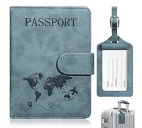 Tatxmalv Protege Passeport Personnalisé, Étiquette Bagage avec Carte, Interne Utiliser Matériau de Plaque de Blindage RFID, Porte-Passeport Housse Applicable aux Billets, Documents de Voyage (Bleu)
