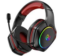 Tatybo Casque Gaming sans Fil, Casque avec Micro Bruit Environnemental, 7.1 Son Surround, Batterie de 35H, Transducteurs 50mm, Oreillettes Respirantes, Casque Gamer pour Ps5 PC Ps4 Switch, Noir-Rouge