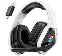 Tatybo Casque Gaming sans Fil pour PC, Ps5, Ps4, 2,4 GHz USB et Type-C avec Microphone, Batterie 40H, Casque Bluetooth pour Switch, Ordinateur Portable, Mobile, Mac, Noir et Blanc