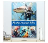 Tauchen im ewigen Blau. Eine Aquarell-Reise in die Tiefen der Meere (hochwertiger Premium Wandkalender 2026 DIN A2 hoch), Kunstdruck in Hochglanz: Die ... Welt des Tauchens in schönen Illustrationen