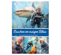 Tauchen im ewigen Blau. Eine Aquarell-Reise in die Tiefen der Meere (Tischkalender 2026 DIN A5 hoch), CALVENDO Monatskalender: Die aufregende Welt des Tauchens in schönen Illustrationen