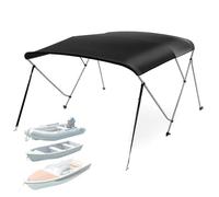Taud de Soleil Pliable pour Bateau, Structure Aluminium Léger et Toile Oxford 600D, Pare-Soleil Marin pour Barque, Bateau de Pêche, Pneumatique et Coque Rigide(Black,244x137x191cm/96x54x75in)