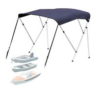 Taud de Soleil Pliable pour Bateau, Structure Aluminium Léger et Toile Oxford 600D, Pare-Soleil Marin pour Barque, Bateau de Pêche, Pneumatique et Coque Rigide(Blue,244x137x176cm/96x54x69in)