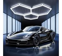 TAUDUDE Plafonnier LED hexagonal pour de garage, 3 Hex éclairage d'atelier | LED tubes lumineux connectables 6500K pour salon automobile, station de lavage, atelier, entrepôt, salle de sport, sous-sol