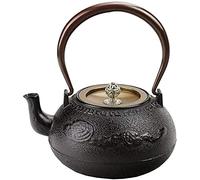 Taule en fonte de style japonais avec infuseur 1,2 L fonte en fonte bouilloire avec thermure à paroi intérieure oxydée non enrobée pour le cuiseur à induction de poêle à charbon