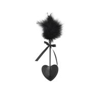 TAUOE Bâton de chatouillement de Yoga Intime en Plumes d'amour, Design en Cuir Court avec nœud décoré, Jeu d'interaction Romantique pour Chambre Ouverte, Noir