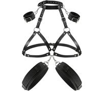 TAUOE Ceintures tendance - Corsets, Bretelles, Sangles de poitrine en cuir, Menottes et Menottes pour les cuisses, Sous-vêtements pour femmes, Jeux de rôle et Jouets pour couples (Noir)