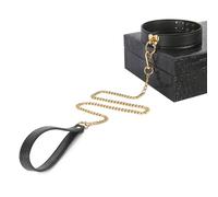 TAUOE Collier de Dressage de Bondage de Yoga de sécurité réglable, matériau en Cuir avec chaîne de Traction dorée, Jeu de Chambre à Coucher pour Couple, Interaction Intime, Noir