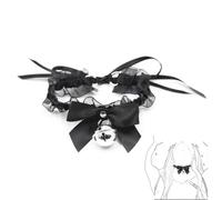 TAUOE Collier Gothique Noir avec Ruban, Nœud et Clochette en Métal, Style Victorien Élégant, Choker en Dentelle