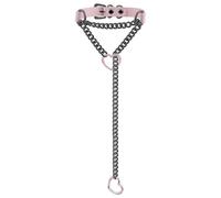 TAUOE Collier ras du cou en cuir noir fait main pour femme, style punk gothique, avec anneau en forme de cœur et fermoir réglable. (Longue chaîne noire, Noir)