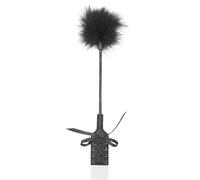 TAUOE Cravache d'équitation Noire à Plumes 16 Pouces