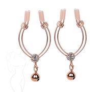 TAUOE Élégante Pince En Or Rose, Ornée D'un Pendentif Sphérique, Double Anneau Réglable, Accessoire De Jeu Pour Couples, Époux Et Événements De Cosplay