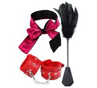 TAUOE Jouets pour Couple, Manchettes moelleuses, Yeux en Satin, Plumes françaises, chatouillement, Couple, Jouet en Peluche réglable
