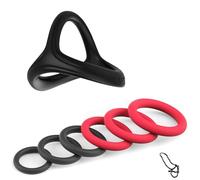 TAUOE Kit d'ambiance créative pour homme, anneau en silicone réglable et accessoires multiformes, 7 ensembles, jeu interactif pour couple, rouge et noir