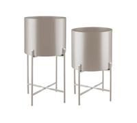 Cache pot - TECTAKE - Lot 2 supports de plantes MINE au style industriel, en acier revêtu par poudre, embouts pour le sol - Taupe