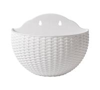 Taupe De Murale - Style Européen, Jardinière en Rotin D'imitation À Moitié Ronde, Panier Suspendu | Pot D'auto-Navigation Mural sans Poinçon avec Crochet pour Balcon, Extérieur Intérieur