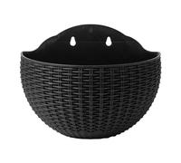 Taupe De Murale - Style Européen, Jardinière en Rotin D'imitation À Moitié Ronde, Panier Suspendu | Pot D'auto-Navigation Mural sans Poinçon avec Crochet pour Balcon, Extérieur Intérieur