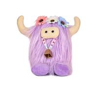 Taureau à poils longs - Jolie poupée en peluche assise - Histoire de maternelle - Accessoires interactifs - Jeu parent-enfant - Mariage - Fête - Taureau doux d'Écosse - Jolie poupée de vache blanche