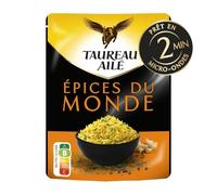 TAUREAU AILE - Riz Basmati Parfumé aux Épices du Monde, Prêt en 2 Min au Micro-Ondes (220g) - Le Lot De 4