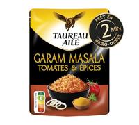 TAUREAU AILE - Riz Basmati Parfumé Garam Masala, Saveur Authentique et Praticité Micro-Ondes (220g) - lot de 4 - Vendu par Lot