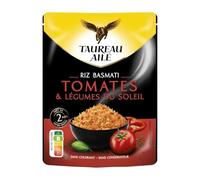 TAUREAU AILE - Riz Basmati Prêt en Micro-Ondes, Saveur Tomate Parfumée et Légère, 220g - Lot de 4