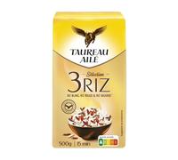 TAUREAU AILE - Riz Long Blanc, Rouge et Sauvage, Texture Savoureuse et Authenticité Naturelle (500g) - Le lot de 4