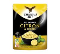 TAUREAU AILE - Riz Micro-Ondes Basmati Citron Et Herbes - Prêt en 2 min micro-ondes · Idéal Bureau, Pique-Nique et Repas Express - le paquet de 220g - Le Lot De 4