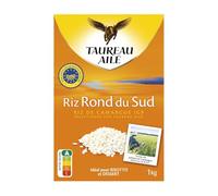 TAUREAU AILE - Riz Rond de Camargue IGP, Grain Fondant Idéal pour Risottos et Desserts (1Kg) - lot de 4 - Vendu par Lot