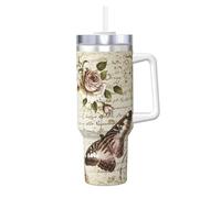 Taureau de glace vintage Paris Tour Eiffel Papillon 1,2 l avec poignée réutilisable isotherme pour boissons froides et chaudes