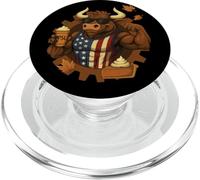 Taureau de Thanksgiving Patriotique Amusant Citrouille épices Latte Automne PopSockets PopGrip pour MagSafe