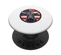 Taureau Drapeau américain rodéo Vieilli Cowboy Rouge Western PopSockets PopGrip Adhésif