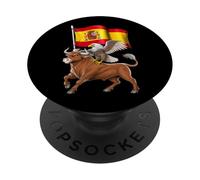 Taureau Espagnol Drapeau de l'Espagne Fier héritage Espagnol PopSockets PopGrip Adhésif