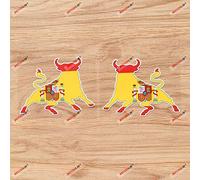 Taureau espagnol drapeau España Spain autocollant vinyle - paire brillante, 10,2 cm - images miroir inversées - pour voiture ordinateur portable