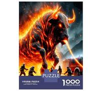Taureau et Combat de feu 1000 Pièces Coffret Puzzle Puissance fougueuse de la bête Puzzle Classique Carton Recyclé - Défi Éducatif, Jeu À La Maison, Super Idée Cadeau pour Les Fans 70x50cm/1000pcs