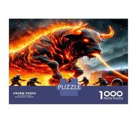Taureau et combat de feu 1000 Pièces Puzzle Premium Puissance fougueuse de la bête Puzzle Classique Carton Épais - Ultra Dur, Anti-stress Détente, Idéal Pour Les Loisirs Indoor Amusant 38x26cm/1000pcs