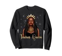 Taureau Fille Noire Reine Zodiaque Anniversaire Afro Cheveux Naturels Sweatshirt