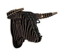 'Taureau' - Puzzle 3D en MDF Coloris Noir Motif tête de Taureau, trophée décoratif à Suspendre au Mur, très Facile à Assembler - Noir - H36 cm