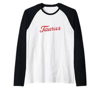 Taureau Rétro Script Zodiaque Rouge Manche Raglan