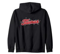 Taureau Rétro Script Zodiaque Rouge Sweat à Capuche