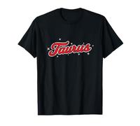 Taureau Rétro Script Zodiaque Rouge T-Shirt