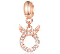 Taureau signe du zodiaque charms pour bracelet à breloques pandora - pendentif collier en argent sterling 925 en or rose, 12 astrologie pendentif cz perles, cadeaux pour fête des mères/dieu mère/maman